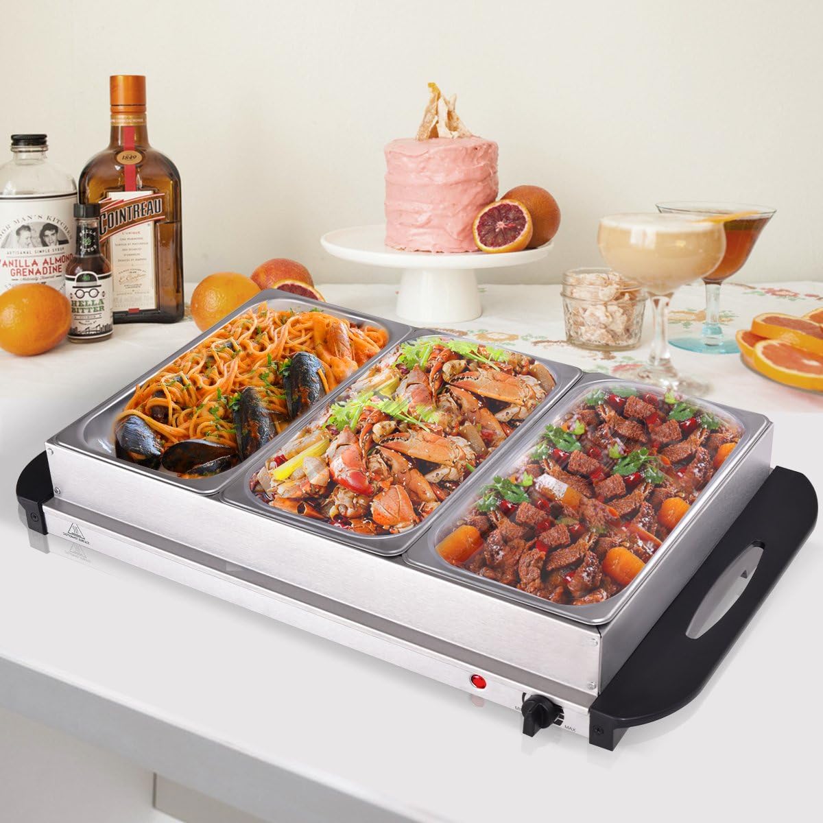 Food warmer electric warming plate tray hot buffet warmers server style trays kitchen details