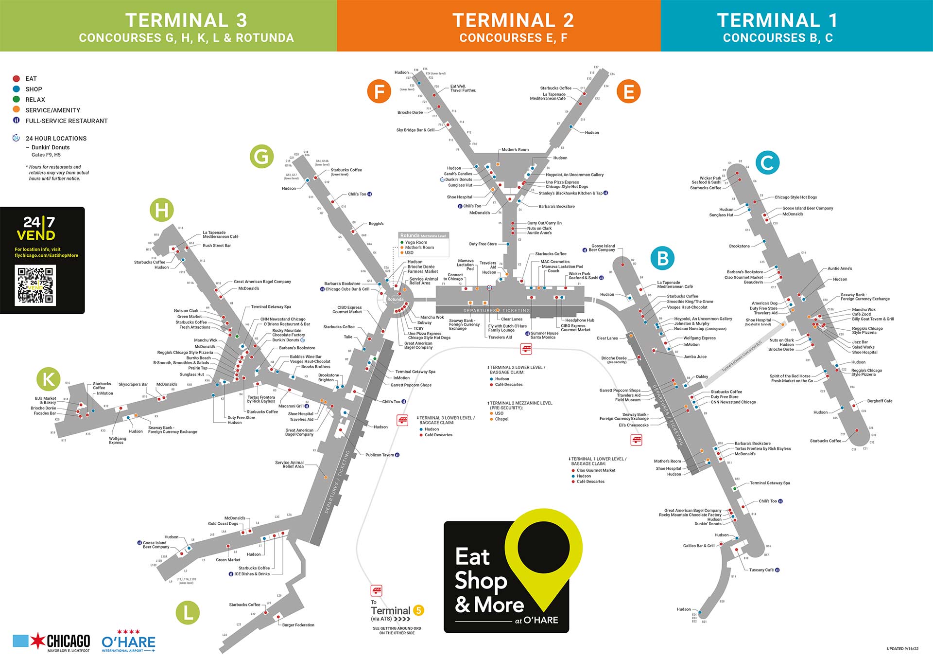 O'hare map food