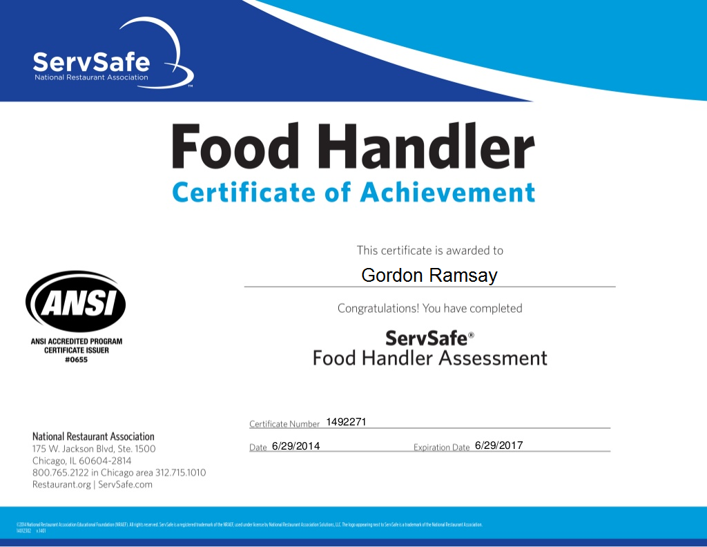 Food handler certificate chicago